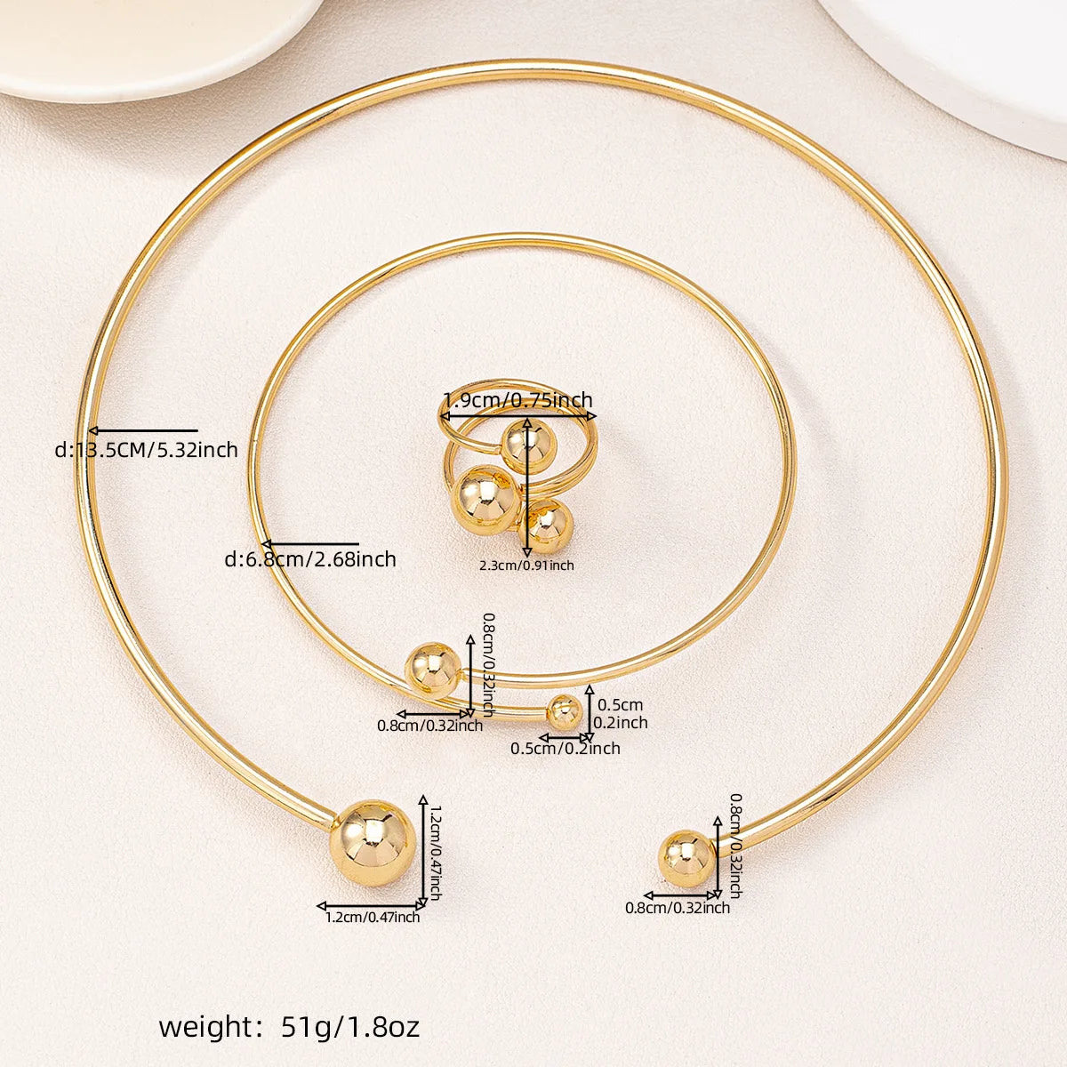 Elegant Gold-Plated Jewelry Set – Necklace, Bracelet & Ring