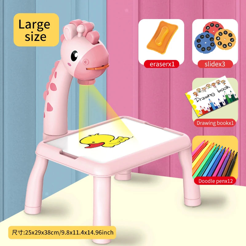 Kids’ Projector Drawing Table – Light & Music | Creative Learning Toy