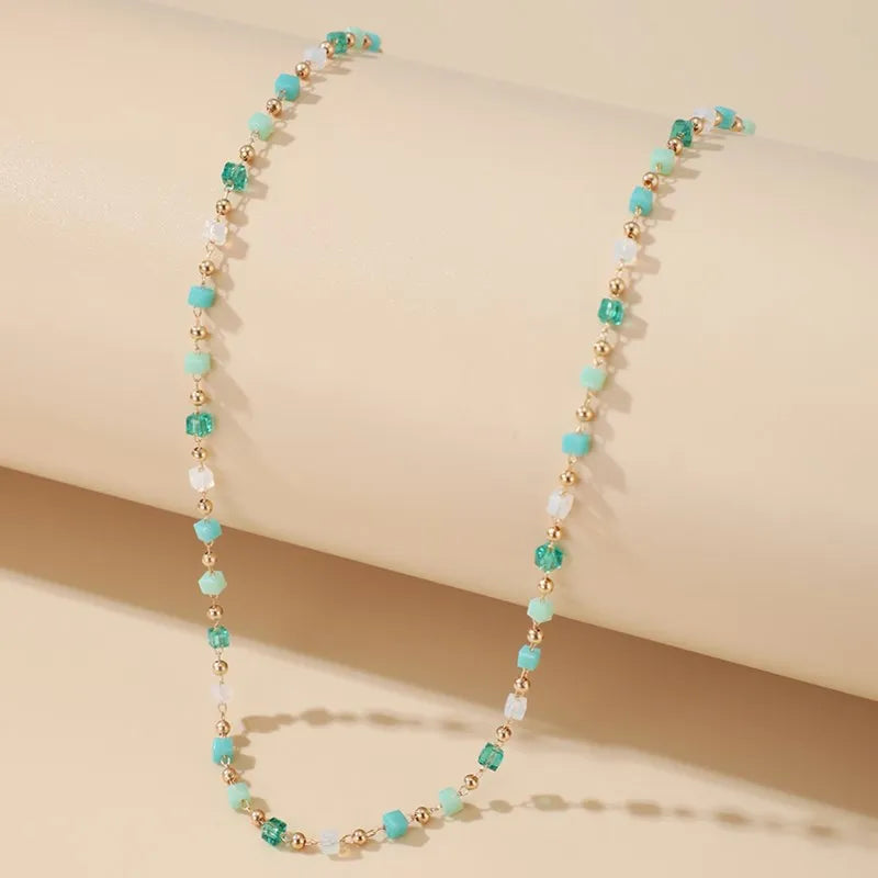 Necklace for Women Bohemian Colorful Beaded Fashion Jewelry- Choker Chain Femme Handwork Gift Daily