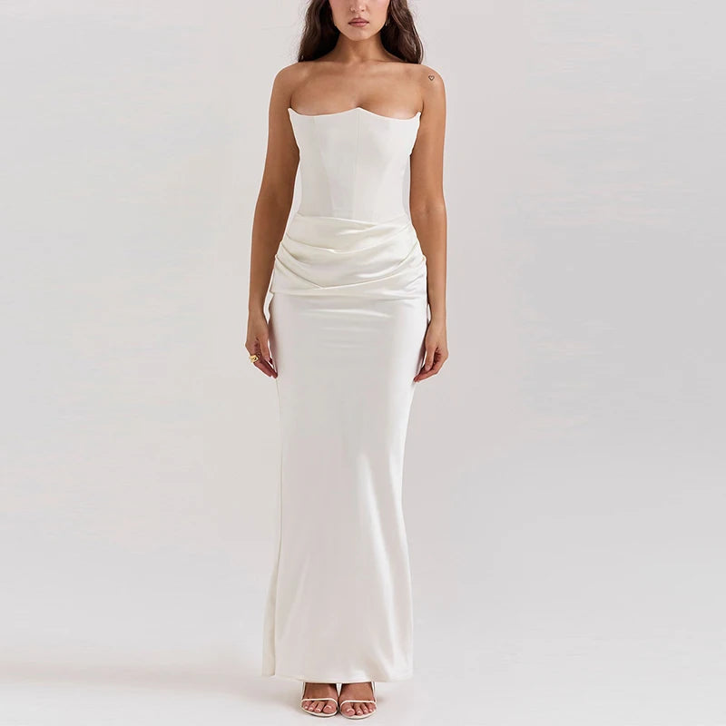 Elegant Strapless Patchwork Mermaid Dress – Spring 2025 Evening Gown.