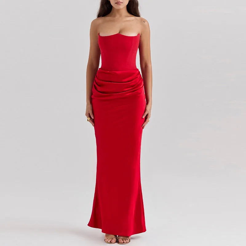 Elegant Strapless Patchwork Mermaid Dress – Spring 2025 Evening Gown.