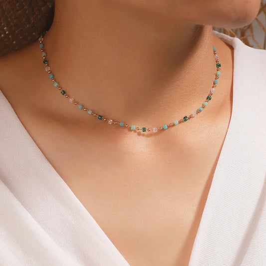 Necklace for Women Bohemian Colorful Beaded Fashion Jewelry-  Choker Chain  Femme Handwork Gift Daily