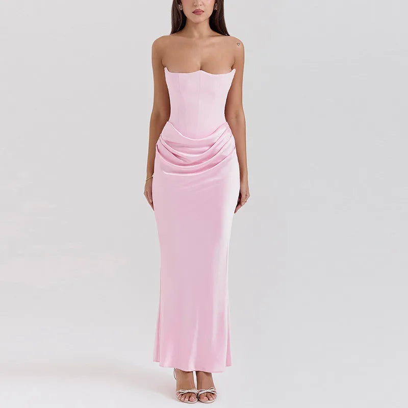 Elegant Strapless Patchwork Mermaid Dress – Spring 2025 Evening Gown.